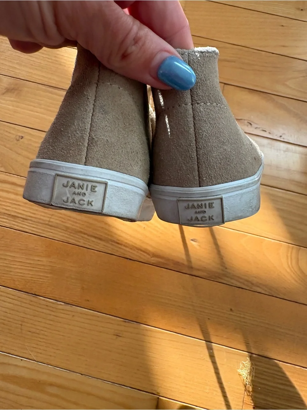Janie and Jack Kids Suede Tan High-Top Sneakers